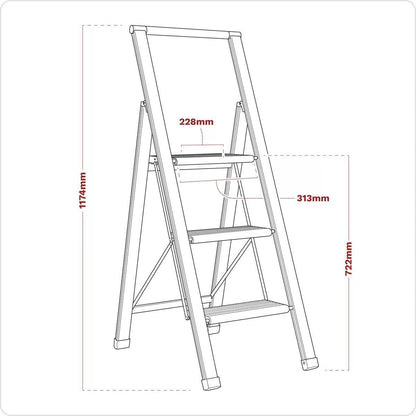 Sealey APSL3 Aluminium Professional Folding Step Ladder 3-Step
